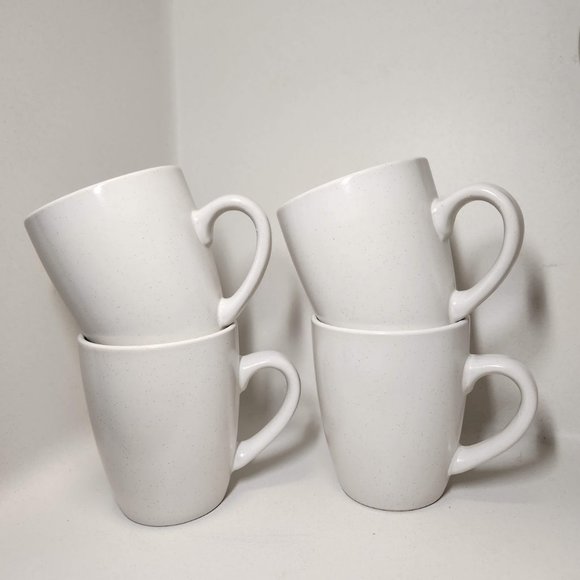 NEW Stone Lain 4 Piece Stoneware mugs cups Coffee Tea dishes Dinnerware Set Whit - Picture 2 of 6